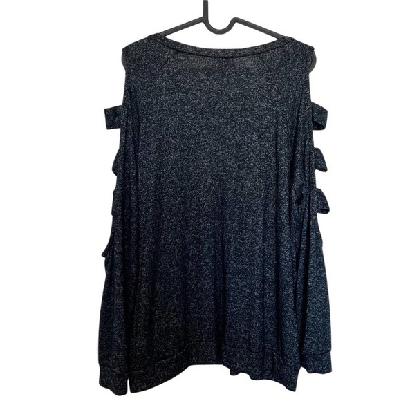 Torrid Black Knit Ladder Sleeve Pullover Sweater Size 1X Cozy Loungewear Grunge - Picture 3 of 7